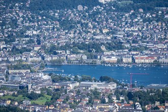 View of the old town of Zurich and Lake Zurich from the Uetliberg