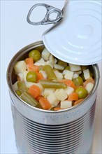 Ingredients for Russian Salad in a Tin