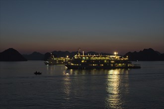 Ship in Halong Bay at night