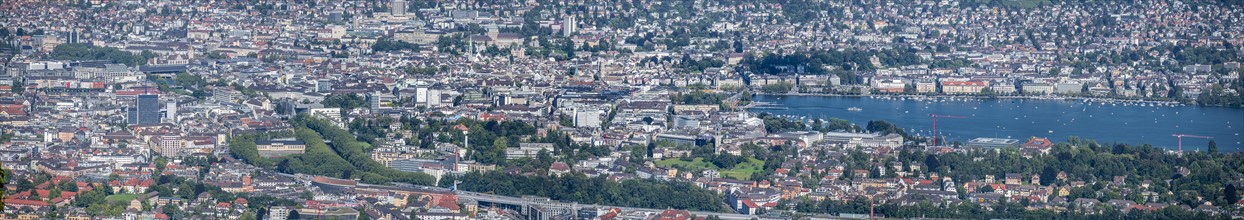 View of the old town of Zurich and Lake Zurich from the Uetliberg