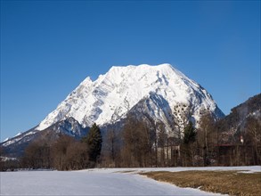 Snow-covered mountain Grimming in winter