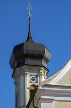 Onion tower with clock of St. George and St. James Church