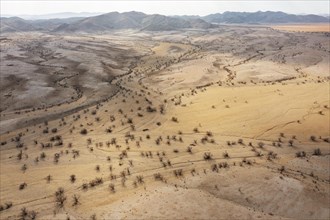 Badlands and dry river beds after years of drought