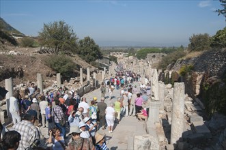 Tourist rush to the ruins of Ephesus