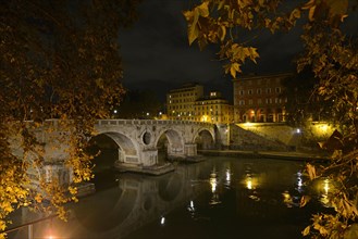 Bridge over the Tiber at night