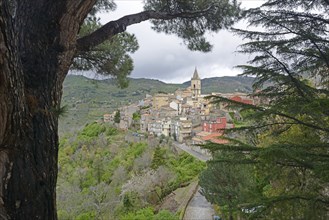View of the mountain village of Novara di Sicilia