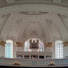 One of the five organs with the ceiling vault in the main church of St. Michaelis