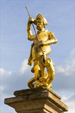 Fountain figure of Saint George as dragon slayer