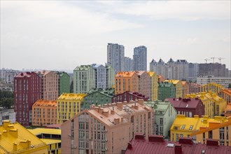 View over the colourful houses in Comfort Town in Kiev