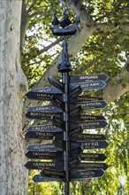 Signposts in major cities worldwide