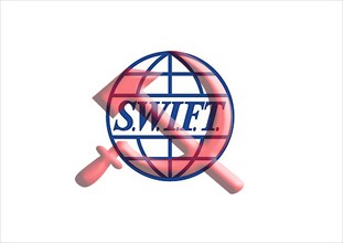 Swift's logo and hammer and sickle in the background
