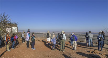 Visitors on the viewpoint Mount Bental