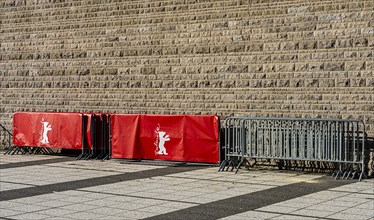 Barrier fence with red Berlinale logo