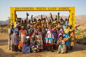 The staff of the Brandberg White Lady Lodge in traditional clothing
