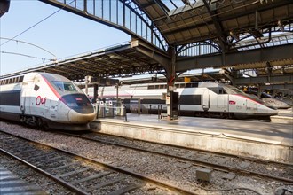 French TGV Inoui high speed train trains HGV at Paris Est Station in Paris