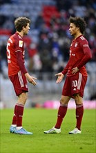 Leroy Sane talks to Thomas Mueller FC Bayern Munich FCB disappointed
