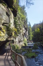Footbridge and waterfalls in the Edmundsklamm