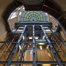 View of the north dome and cages from the tunnel floor