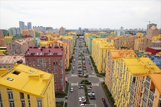 View over the colourful houses in Comfort Town in Kiev