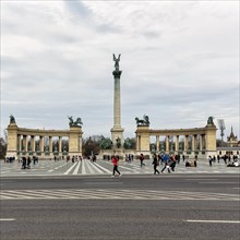 Visitors at the Millennium Monument on Heroes' Square