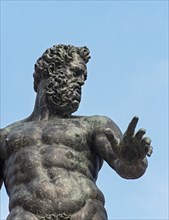 Detail of bronze figure of god Neptune