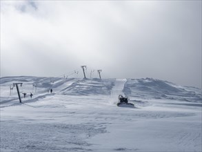Snow groomer or Pistenbully levels ski slope