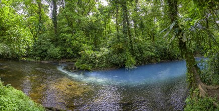 Spring with sulphur and calcium carbonate that causes the blue turquoise water of the Rio Celeste