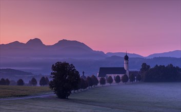 Pastel colours at sunrise at the Wilparting pilgrimage church