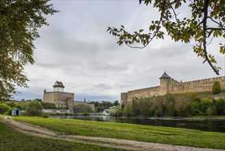 View across the border river Narva