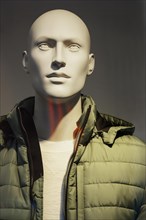 Mannequin in green quilted jacket