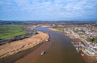 View from a drone over River Exe and Topsham
