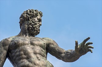 Detail of bronze figure of god Neptune