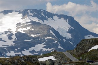 Mountain road in harsh environment with snow