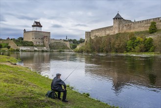 View across the border river Narva