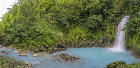 Waterfall with blue turquoise water of the Rio Celeste