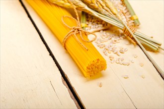 Organic Raw italian pasta and durum wheat grains crop
