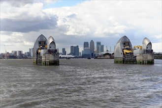 Gates of the Thames Barrier in open normal position