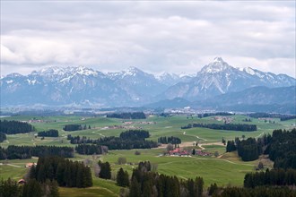 Mountain panorama from Eisenberg with Saeuling and royal castles
