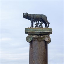 Bronze monument to the city's founder Romulus and Remus being suckled by Capitoline she-wolf