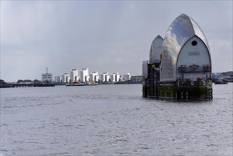 Gates of the Thames Barrier in open normal position