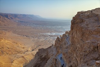 The dead sea desert as seen from atop Masada National Park