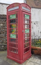 Old red telephone box used for Defibrilator