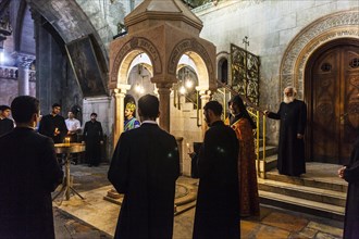 Members of the Armenian Orthodox Church during their Sunday ceremony at the Crusaders Church within the ancient walls of Jerusalem