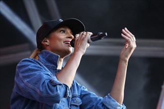Alesha Dixon performing on stage at Pride London festival. Trafalgar Square