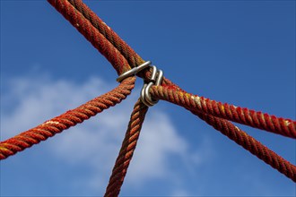Linked ropes on a climbing frame for children