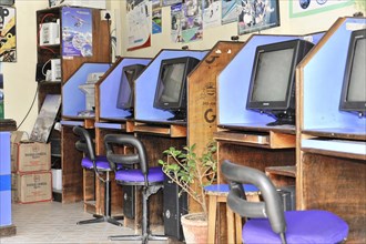 Computer in an internet cafe
