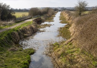 Section of Wilts and Berks canal inland waterway towards Wootton Bassett