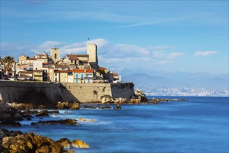 The Old Town of Antibes seen from across the Mediterranean sea