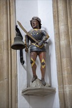 Clock Jack C15th painted figure with axe and sword. Church of Saint Edmund