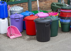 Dustbins on display at TH White country store shop